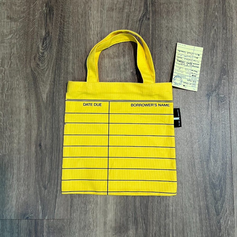 Out of Print Library Card: Yellow tote bag - Picture 4 of 8